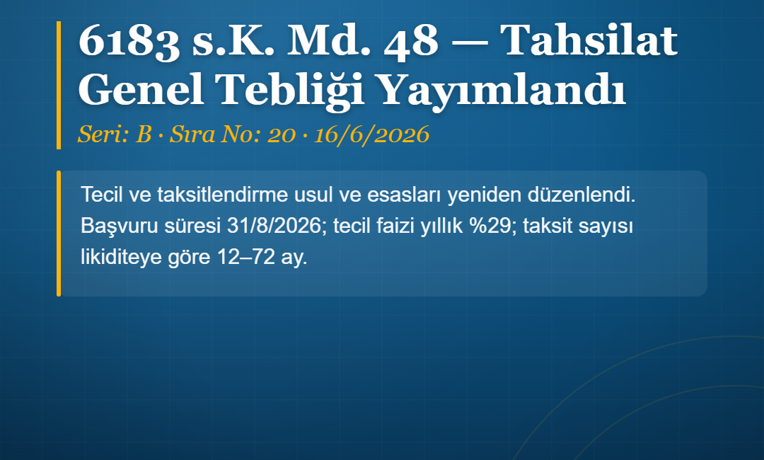 DRP Partners - 6183 Md.48 Tahsilat Genel Tebliği Seri B No:20 afişi